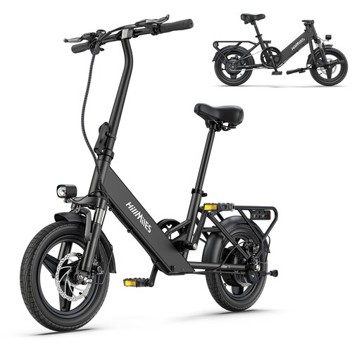 Hillmiles Električno mestno kolo Mile 1, motor 250 W, baterija 36 V 10,4 Ah, zložljivo 14 palcev, 25 km/h, črno, (22148606) Cene