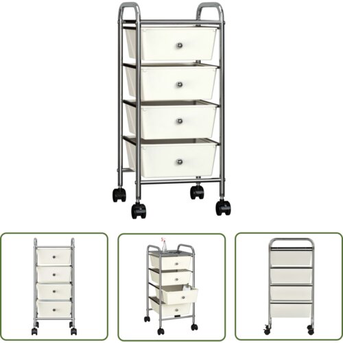 The Living Store Premični voziček s 4 predali bela plastika - Voziček Za Shranjevanje, (21738134) Cene