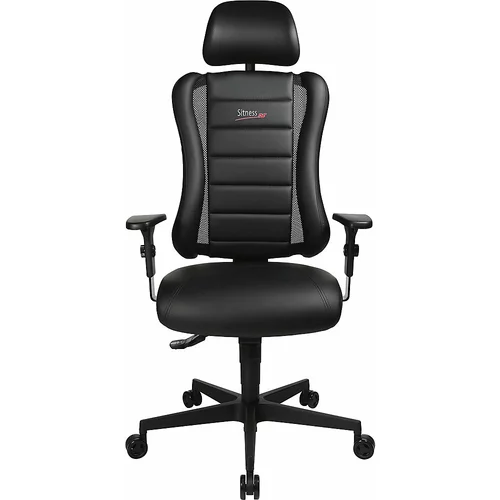 Top Star Vrtljiv pisarniški stol SITNESS RS, z naslonjali za glavo in roke, črne / črne barve