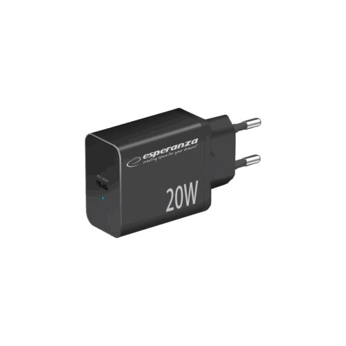 USB punjač Type-C fast charger, ESPERANZA QUICK POWER CHARGER 20W USB-C PD, BLACK, EZC104K Slike