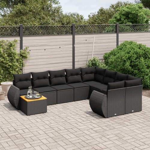 vidaXL 10-dijelni set vrtnih sofa s jastucima crni od poliratana Cijene