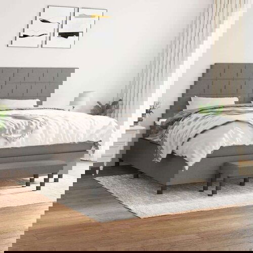  Kreveta s oprugama i madrac svjetlosivi 180x200cm tkanina Slike