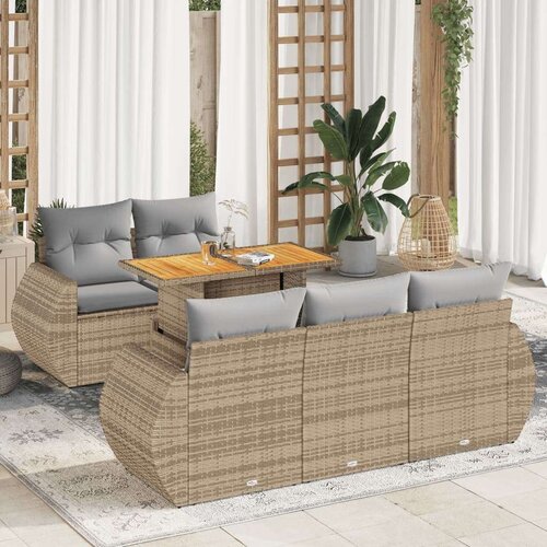 vidaXL 6-dijelni set vrtnih sofa s jastucima bež od poliratana Cijene