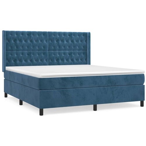 VidaXL Box spring postelja z vzmetnico temno modra 180x200 cm žamet, (20999429) Slike