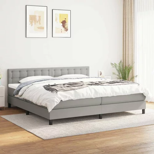  Box spring postelja z vzmetnico svetlo siva 200x200 cm blago, (20894070)