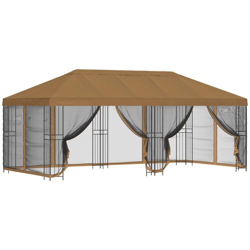 vidaXL Paviljon s stenami 6 x 3 m Bež Poliester in jeklo 190, (5000218898) Cene