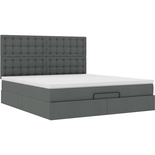 vidaXL Otomanski posteljni okvir z vzmetnico siv 180x200 cm blago, (21653448) Cene