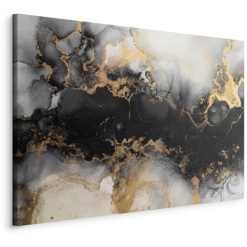  Slika - Golden explosions – abstract pattern inspired by marble 90x60 Na talijanskom platnu Cene