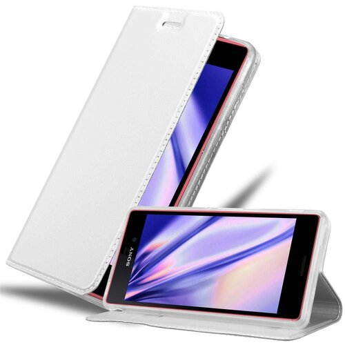 Cadorabo Ohi&scaron;je, združljivo z Sony Xperia M4 AQUA v klasično srebrno - Za&scaron;čitni ovitek z magnetnim zapiranjem, stoječo funkcijo in režo za kartice, (20558633) Cene