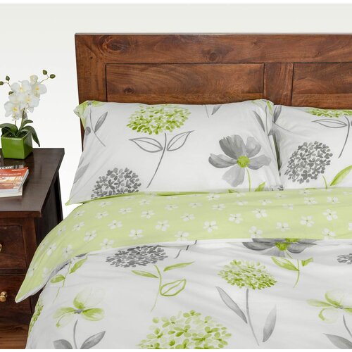 HOMESCAPES set odeje z zelenimi, belimi in sivimi cvetovi, 230x220 cm, (20750142) Slike