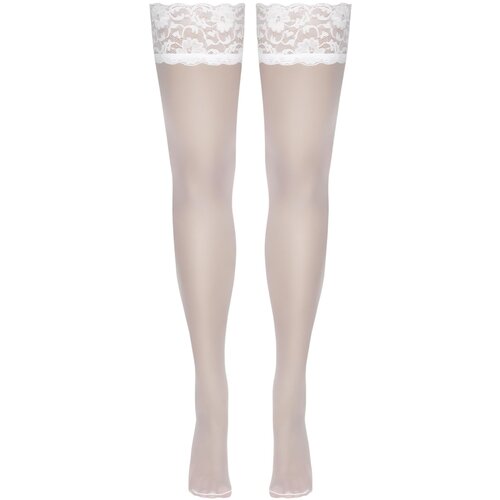 Cottelli Collection - čipkaste, cvjetne halter čarape (bijele) Cijene