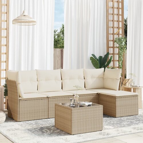 vidaXL 6-dijelni set vrtnih sofa s jastucima bež od poliratana Cijene