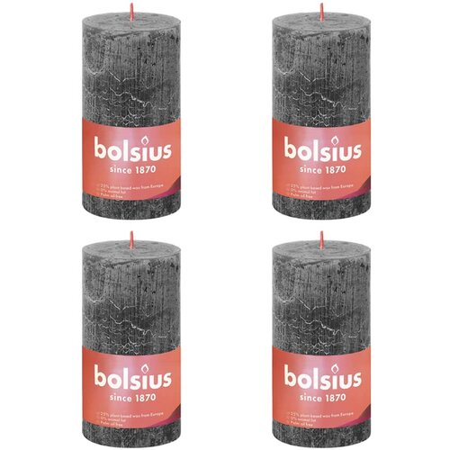Bolsius rustične debele svijeće Shine 4 kom 130 x 68 mm oblačno sive Slike