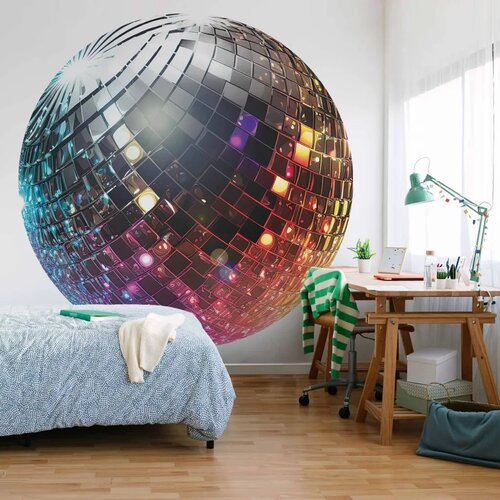  Okrugla fototapeta - Silver disco ball 230x230 Slike