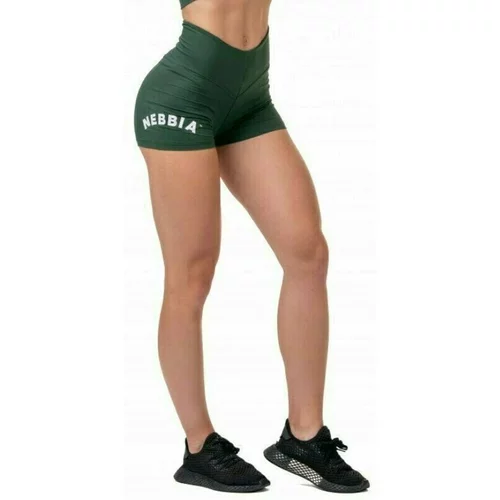 NEBBIA Classic Hero High-Waist Shorts Dark Green S Fitnes hlače