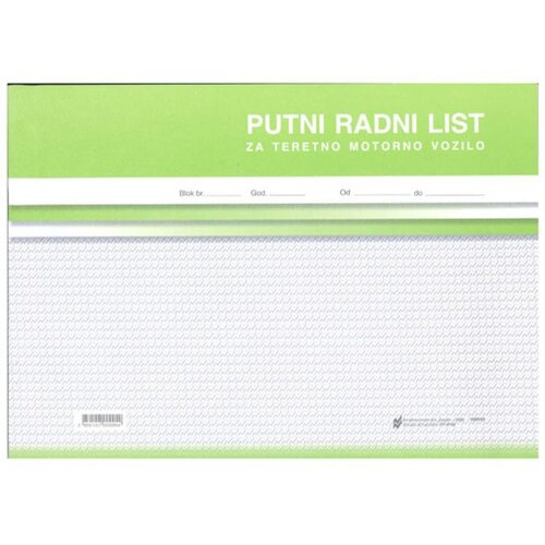 NARODNE NOVINE-UT VI-26 PUTNI RADNI LIST ZA TERETNO MOTORNO VOZILO; Blok 2 x 50 listova, 29,7 x 21 cm Cijene