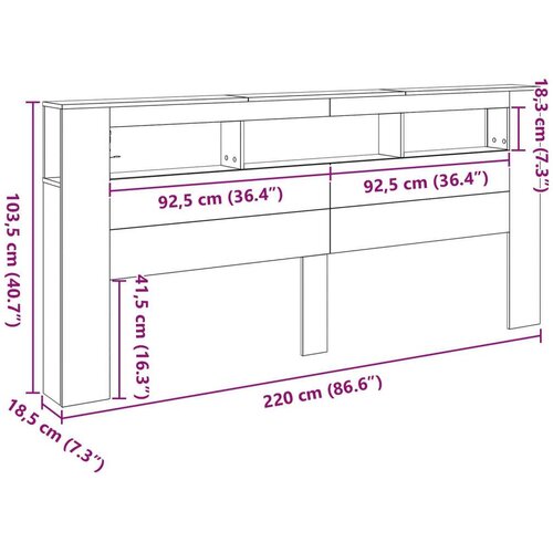  Uređaj za pohranu s uzglavljem i LED svjetlima Crna hrastovina 220x18 5x103 5 cm Slike