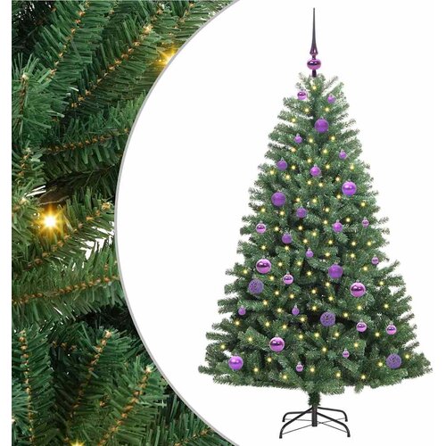  Umjetno božićno drvce s nogom Zelena 150 cm PVC i metal Slike