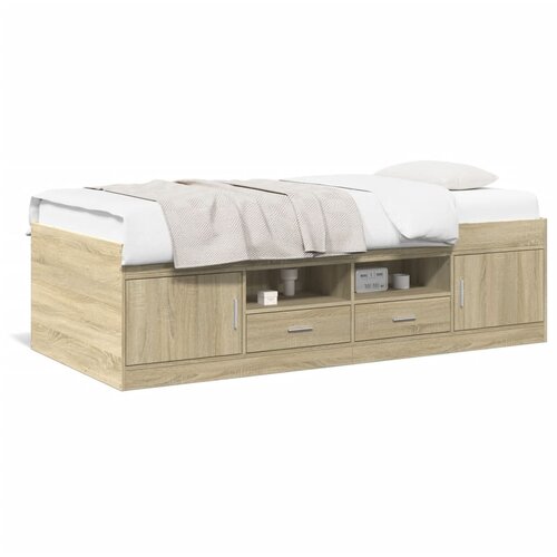 vidaXL Dnevni krevet s ladicama boja hrasta sonome 75 x 190 cm drveni Cene
