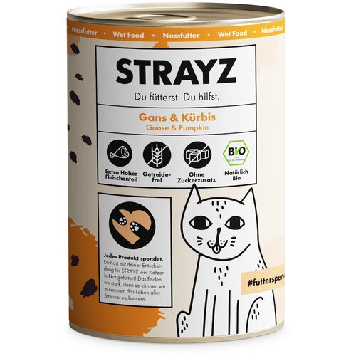  Ekonomično pakiranje STRAYZ BIO 24 x 400 g - Bio gu&scaron;četina i bio-bundeva Cijene