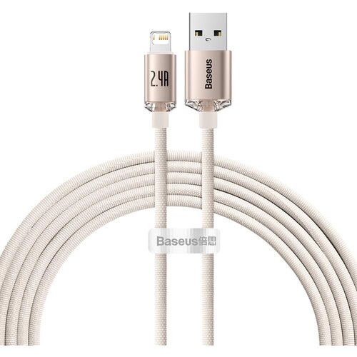 Baseus usb kabal crystal shine usb na lightning 2m 2,4A roze Slike