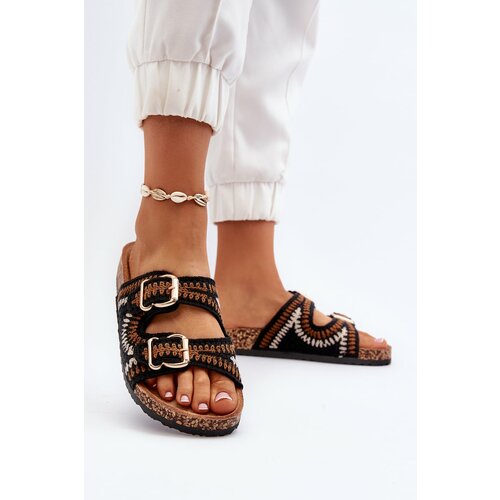 Kesi Women's slippers with cork soles, Black Fannea Slike