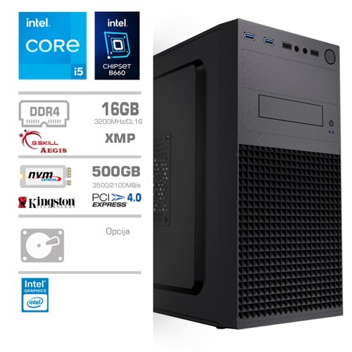 MEGA Računalnik MT S4 i5-13400/Intel 730/16GB/500GB-4.0/450W/Brez OS, (20575910) Cene
