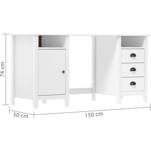  Radni stol Hill bijeli 150 x 50 x 74 cm od masivne borovine Slike