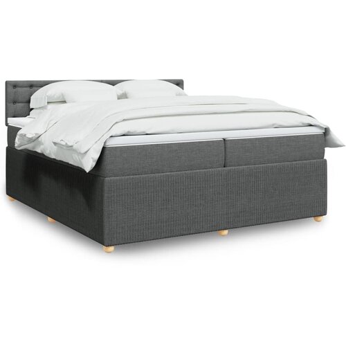 vidaXL Box spring postelja z vzmetnico temno siva 200x200 cm blago Cene