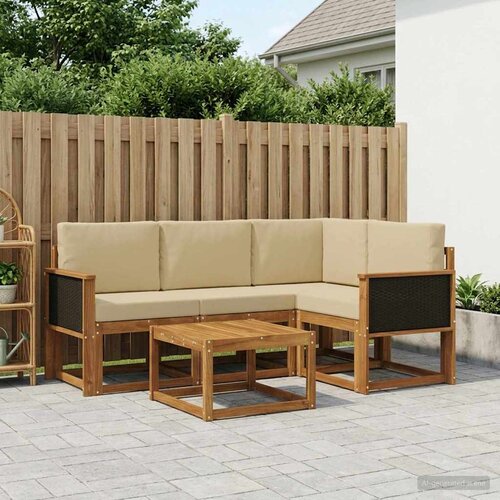  Set vanjskih sofa 5 kom. Prirodna i bež Poliester Smeđa 59 x 59 x 37 cm Cene