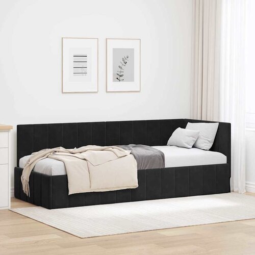  Kutni okvir kreveta s uzglavljem Crna 80 cm x 200 cm Baršun Cene