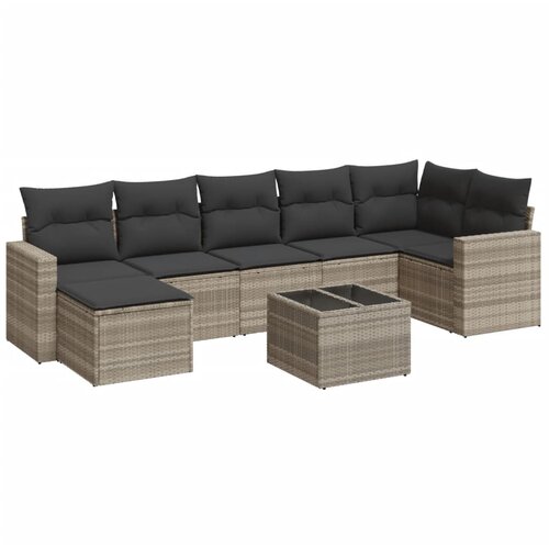 Maison Chic Seti vrtnega pohištva - Vrtna garnitura - Vrtni pohištvo set 8-delna z blazinami sv. siv poli ratan, (21800055) Cene
