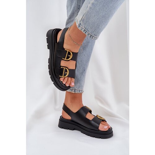PS1 Eco Leather Sandals With Buckles Black Vulinea Cene