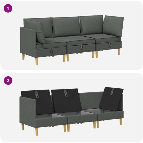  Set namje&amp;scaron;taja za dnevni boravak 3 pcs Tamnosiva Tkanina Slike