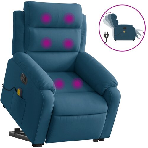 Maison Chic Električni masažni naslanjač - Relax naslanjač s funkcijo vstajanja moder žamet, (22061504) Cene