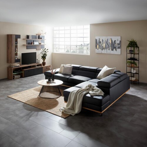 Premium Living Sedežna Garnitura Carmen, Črna, Usnje, Leži&amp;scaron;če, Predal Slike