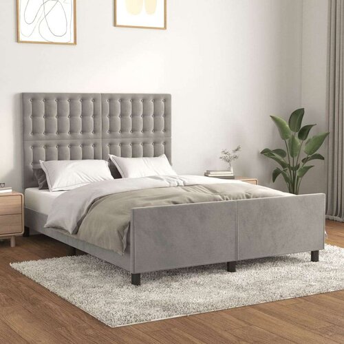  Za krevet s uzglavljem svjetlosivi 140x200 cm bar&amp;scaron;unasti Slike