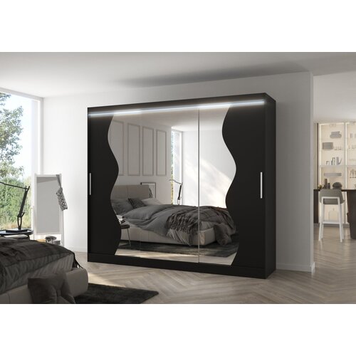 ADRK Klizni ormar s ogledalom SHARON 250 cm - CRNA Cene