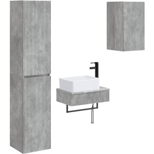  Set namje&amp;scaron;taja za kupaonicu 3 kom. Betonska siva 33 x 34,5 x 160 cm Slike