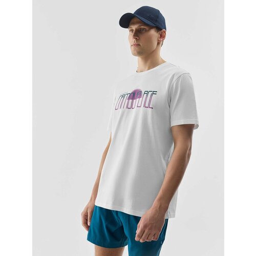 4f Men's T-shirt with print - white Cene
