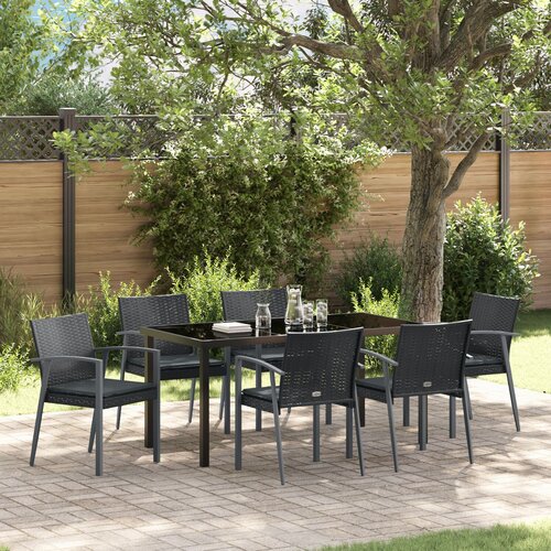 VidaXL Set od 4 Crna PE ratan 56.5x57x83 cm Izdržljivo Vrtno sjedalo Slike