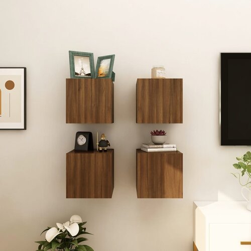 The Living Store Stenska TV omarica 4 kosi rjavi hrast 30,5x30x30 cm - Stenska TV Omarica, (21376263) Cene