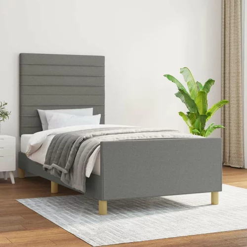  Okvir za krevet s uzglavljem tamnosivi 90x190 cm od tkanine