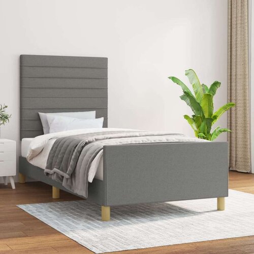  Posteljni okvir z vzglavjem temno siv 90x190 cm blago, (20903226) Slike