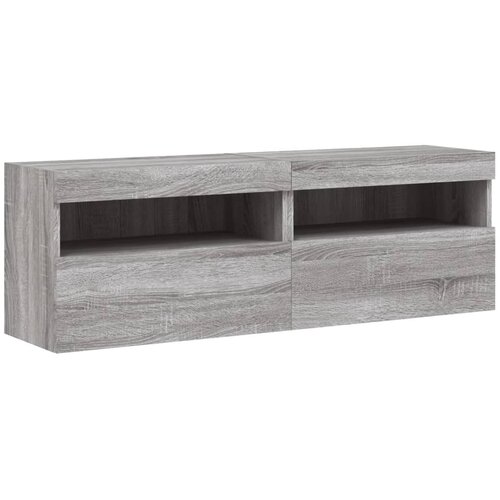  Zidni TV ormarići LED 2 kom siva boja hrasta 60x30x40 cm Slike
