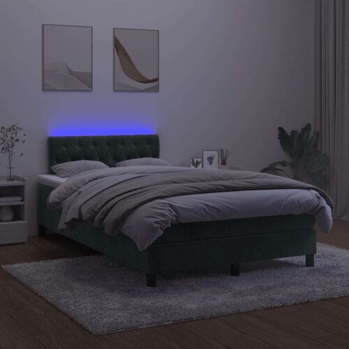  Krevet s oprugama i madracem LED tamnozelenim 120x190 cm bar&amp;scaron;un Slike