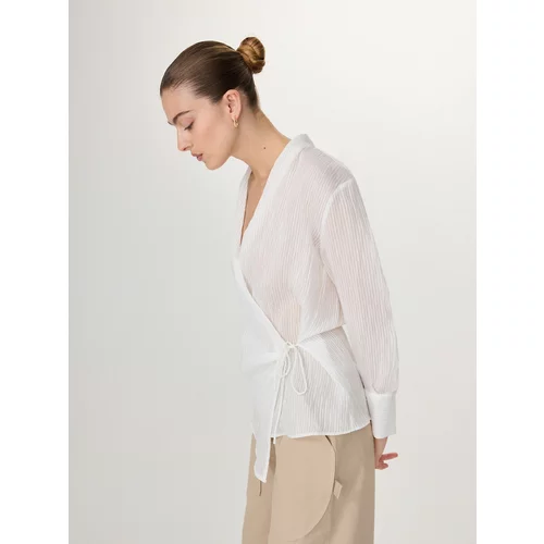 Reserved - Bluza na vezanje i preklop sprijeda - bijela