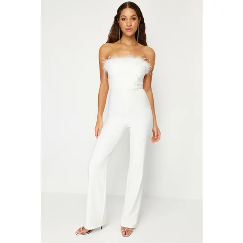 Trendyol White Wide Leg Woven Fitted Jumpsuit