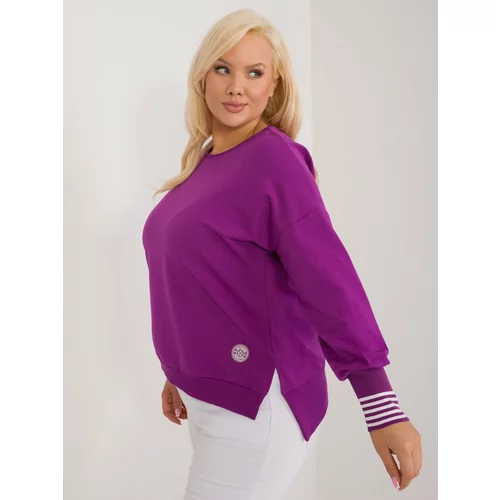 Fashion Hunters Purple plus size blouse with long sleeves