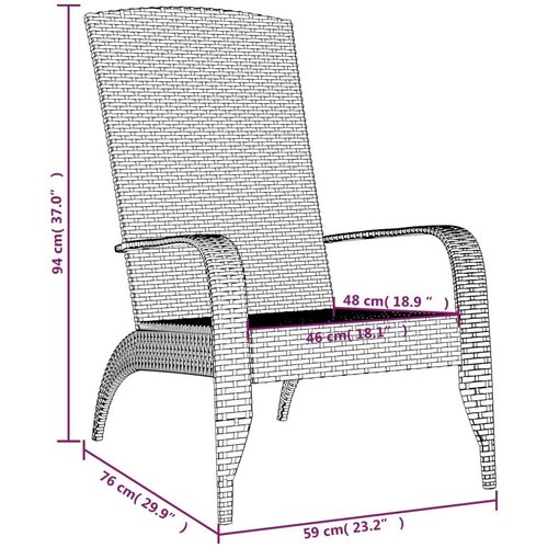 VidaXL Vrtna stolica Adirondack od poliratana crna Slike